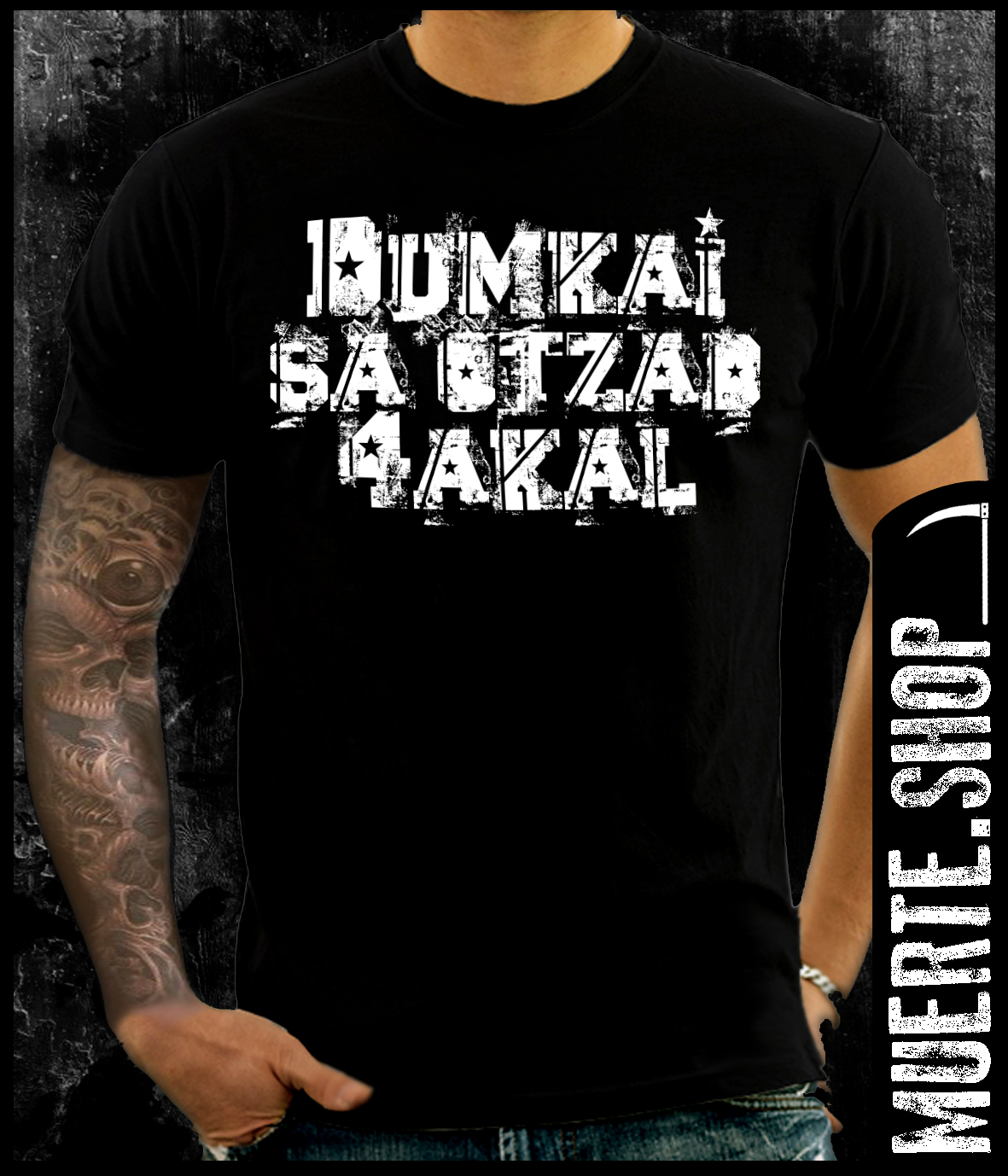 Черна тениска DUMKAI SA 4AKAL Черна тениска DUMKAI SA 4AKAL